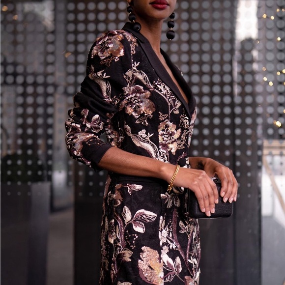 Embroidered Tuxedo Dress - Picture 2 of 5